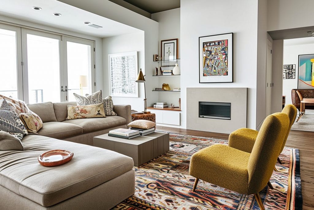 Casual comfort in a living room reflecting interior design trends 2025 by Decorilla