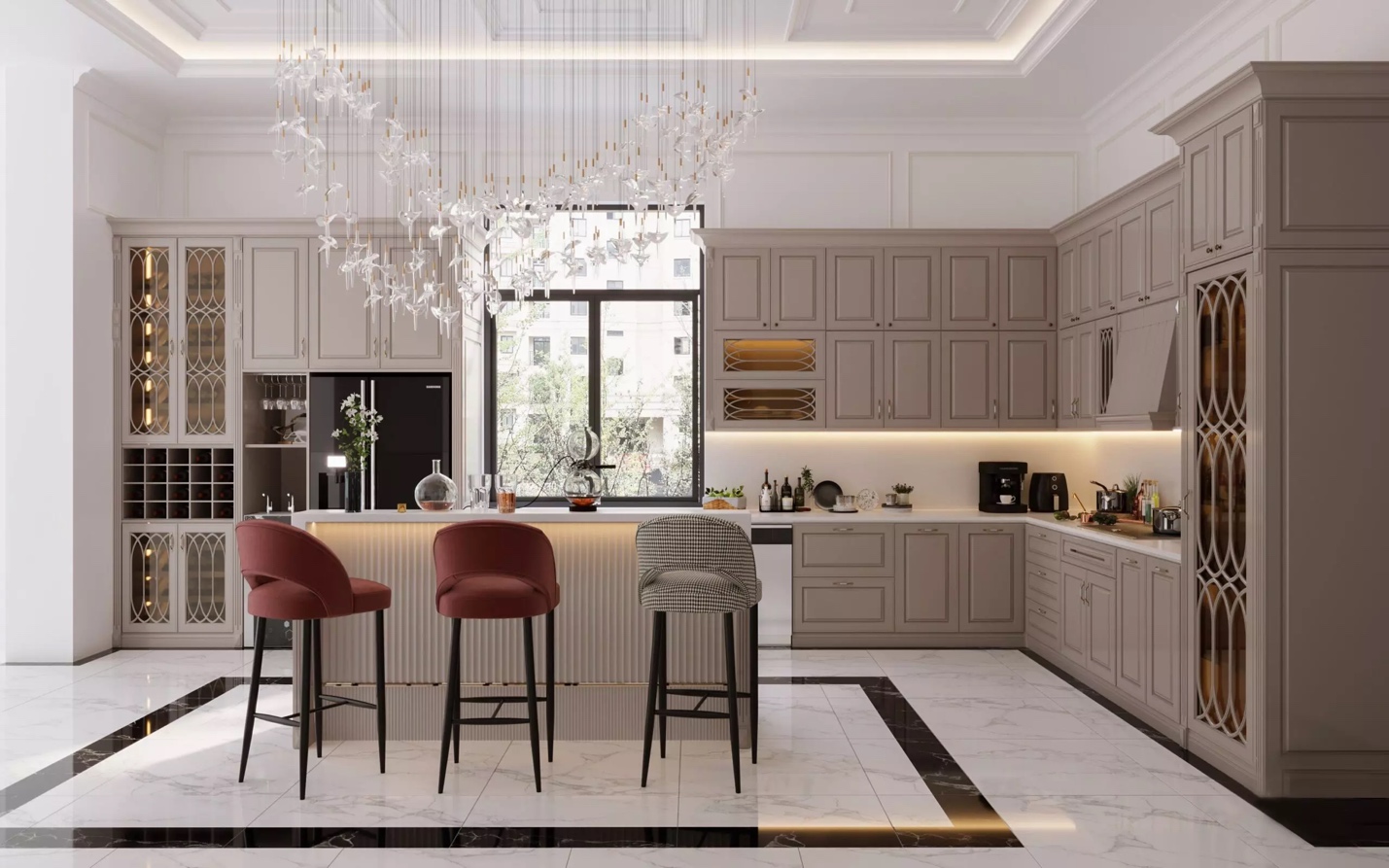 phòng bếp phong cách nội thất tân cổ điển
