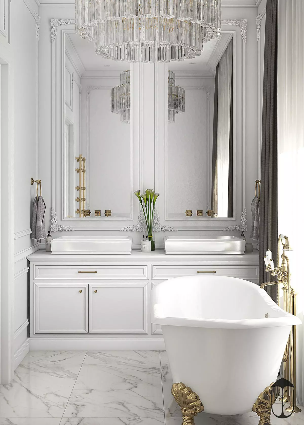 Phòng tắm luxury tân cổ điển.